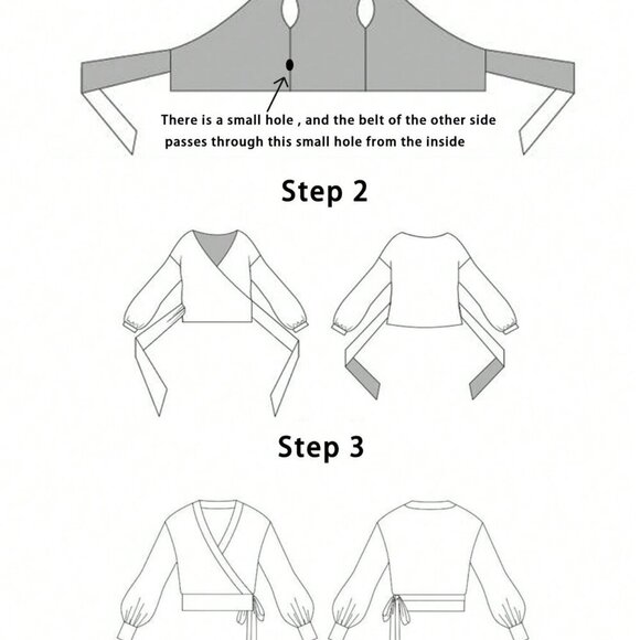 Light Grey Casual Women's Wrap Tie Knit Sweater top - Picture 7 of 7